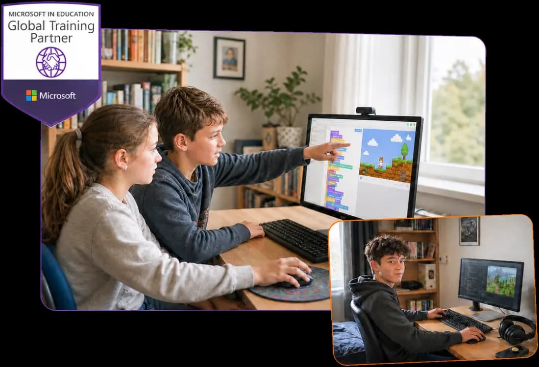 Παιδιά σε μάθημα προγραμματισμού της Coding Giants